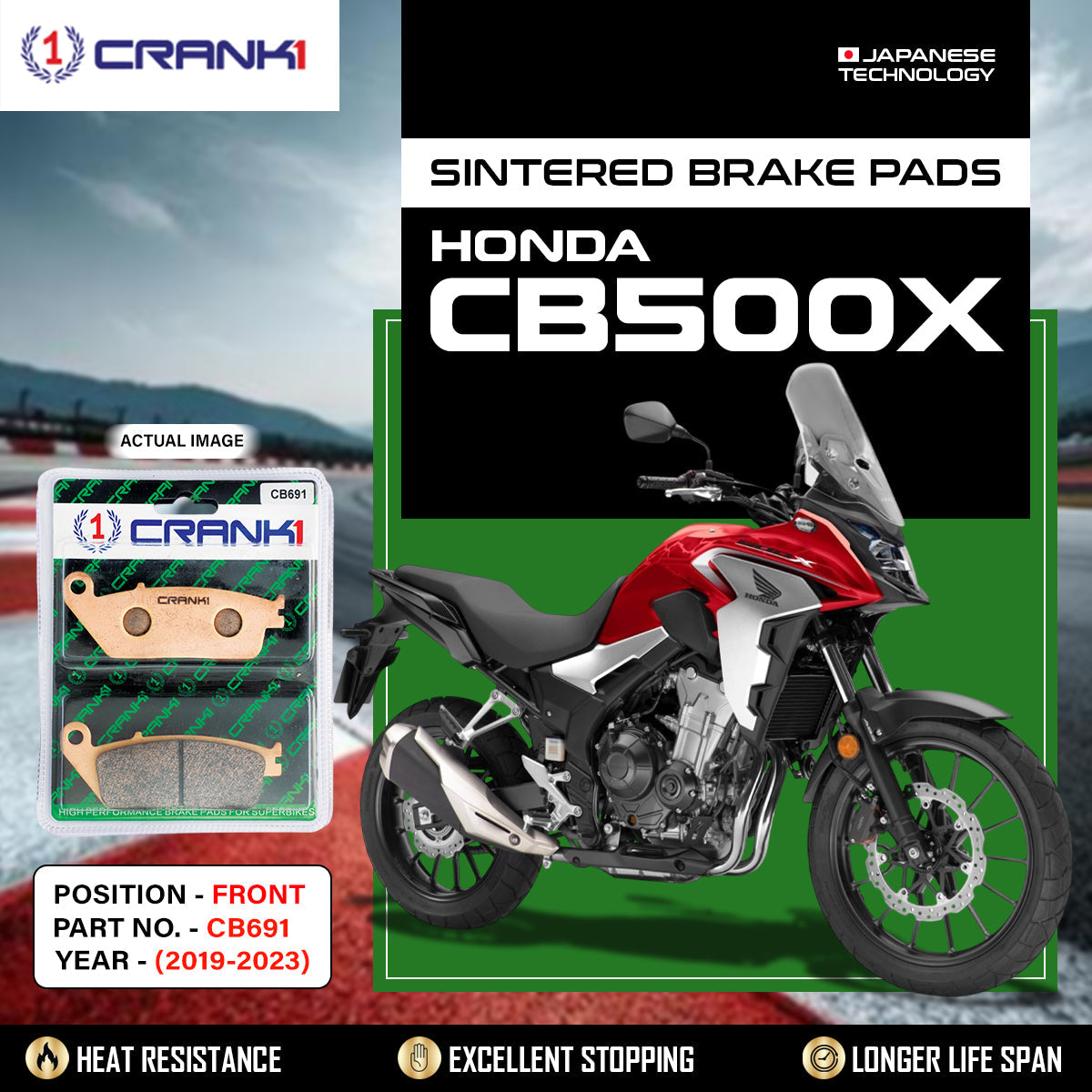 Sintered Brake Pads For Honda CB500X (2019-2023) - Front - CB691 - 1 Set