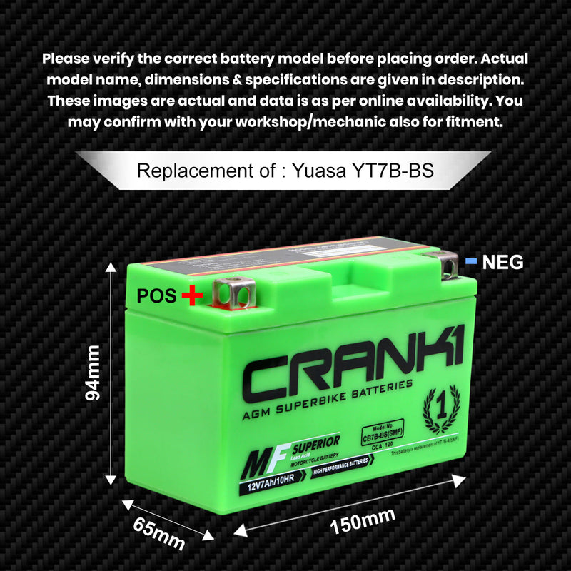Battery For Triumph Daytona 675R (2006-2025) - CB7B-BS - Factory Activated