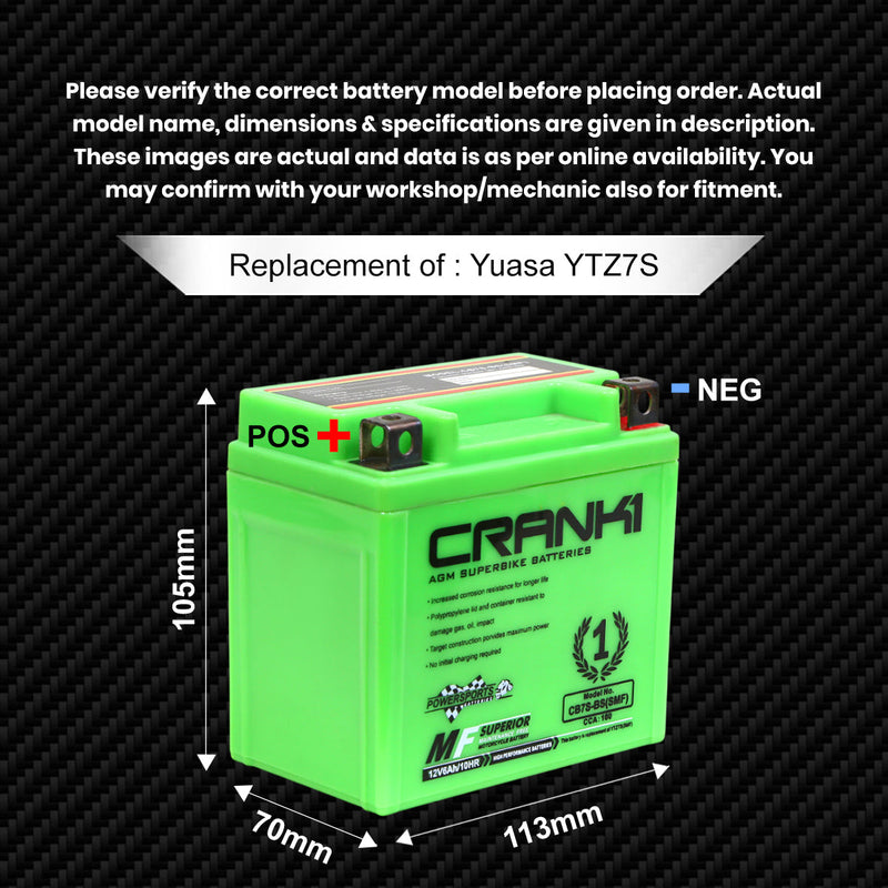 Battery For Yamaha YZF-R1 (2019 Onwards) - CB7S-BS - Factory Activated