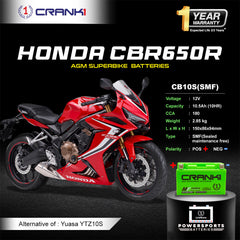 Battery For Honda CBR650R (2010-2025) - CB10S - Factory Activated