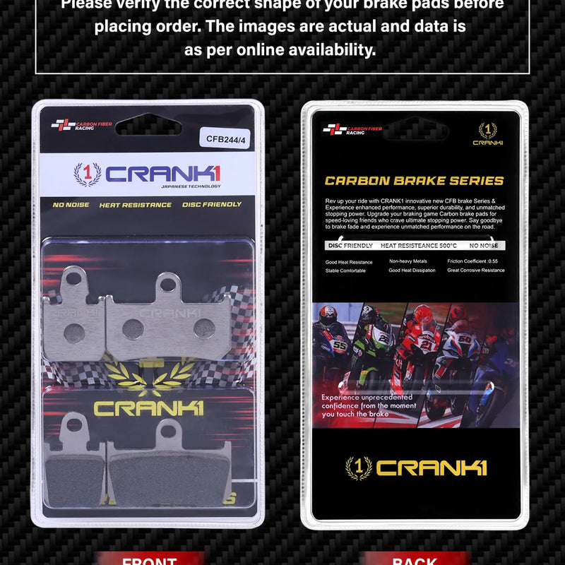 Carbon Brake Pads For Yamaha YZF-R1 (2009-2014) - Front - CFB244/4 - 2 Sets