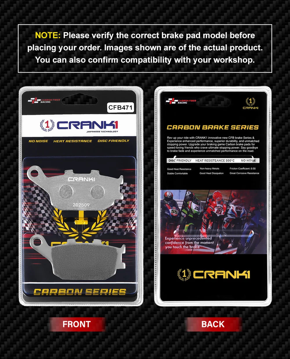 Carbon Brake Pads For Suzuki V-Strom 800DE (2024 Onwards) - Rear - CFB471 - 1 Set | No Noise | High Performance | Superior Stopping Power | Heat Resistant | Long Life
