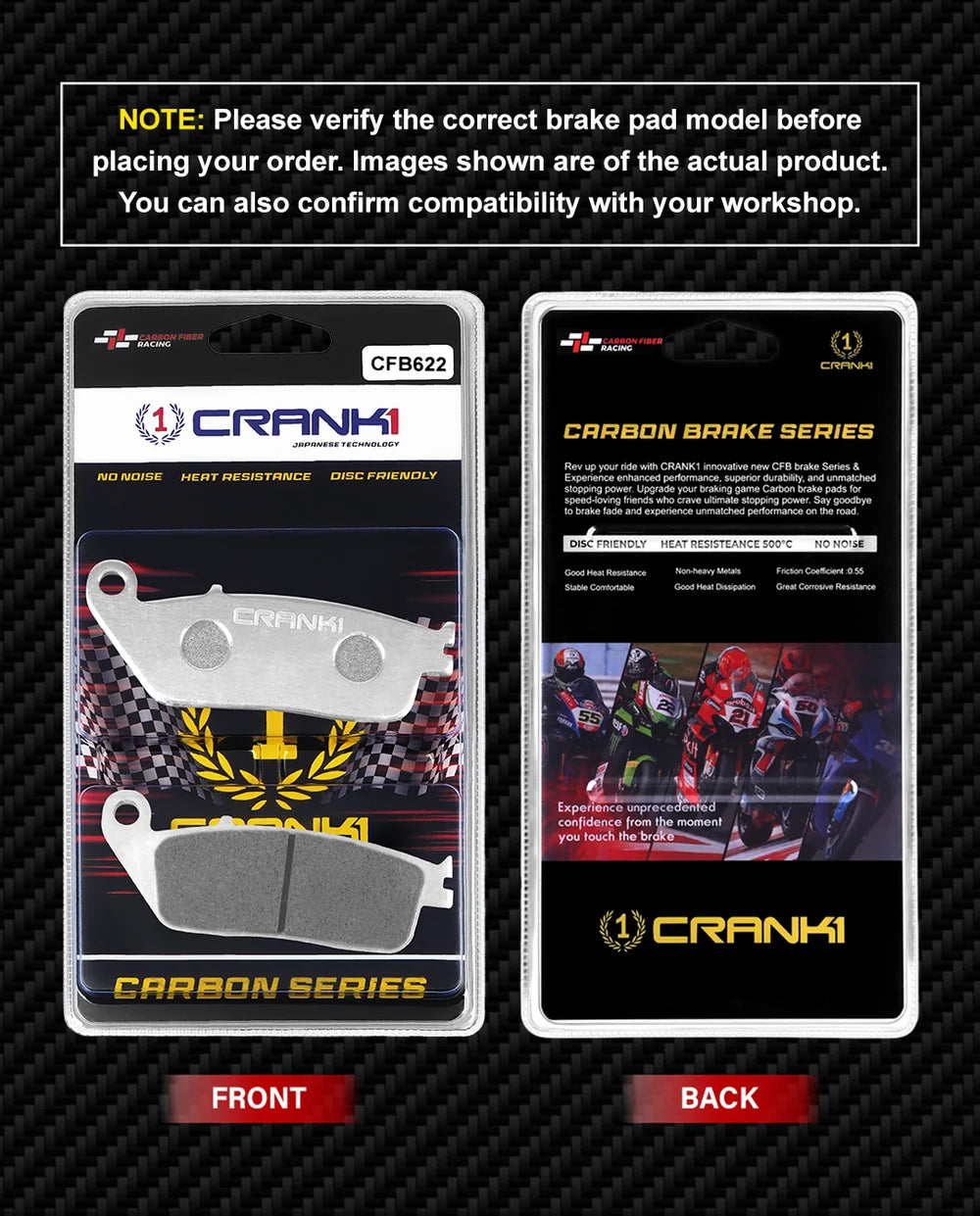 Carbon Brake Pads For Suzuki V-Strom 800DE (2024 Onwards) - Front - CFB622 - 2 Sets | No Noise | High Performance | Superior Stopping Power | Heat Resistant | Long Life
