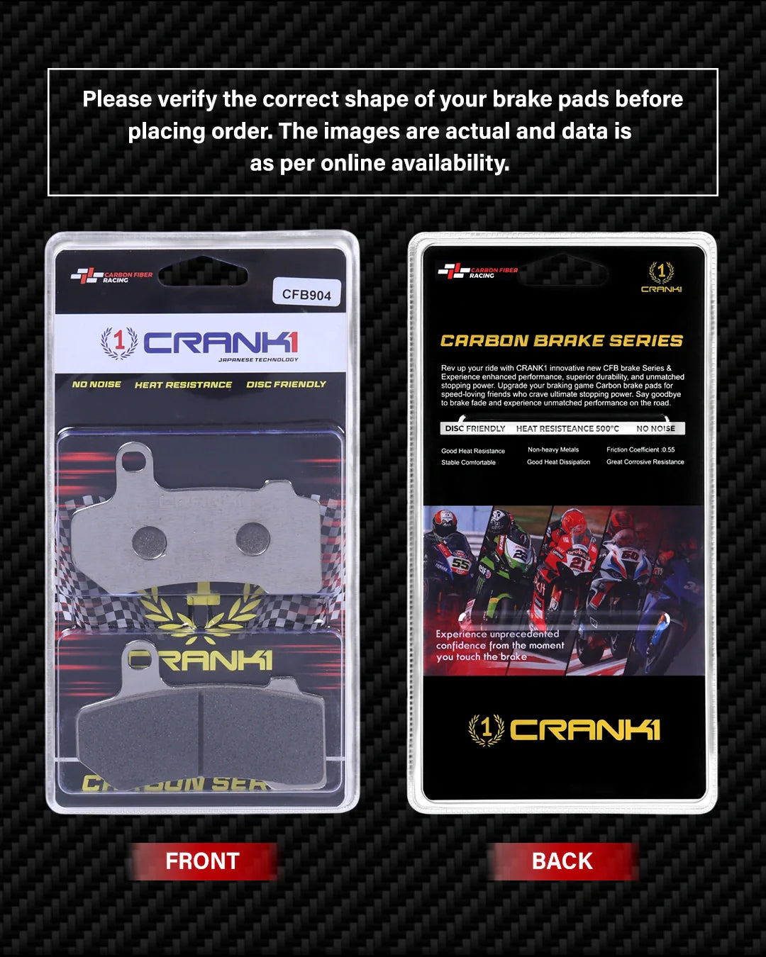 Carbon Brake Pads For Harley Davidson Night Rod (2006 Onwards) - Rear - CFB904 - 1 Set