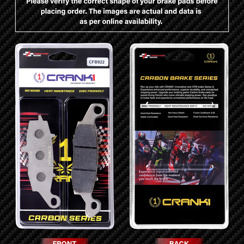 Carbon Brake Pads For Kawasaki Er-6n (2012-2016) - Front - CFB922 + CFB132 - 2 Sets