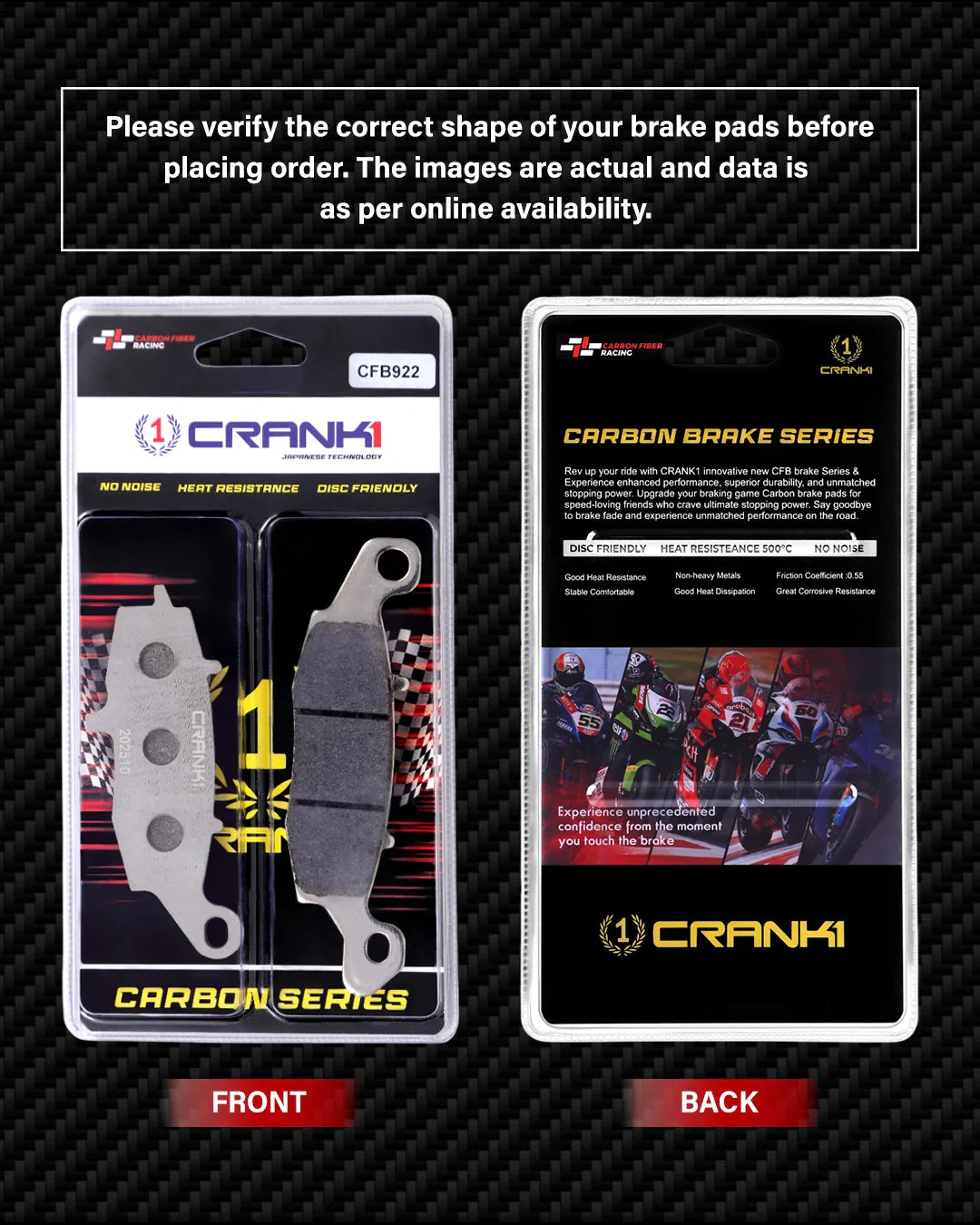 Carbon Brake Pads For Suzuki V-Strom 1000 (2002-2010) - Front - CFB922 + CFB132 - 2 Sets
