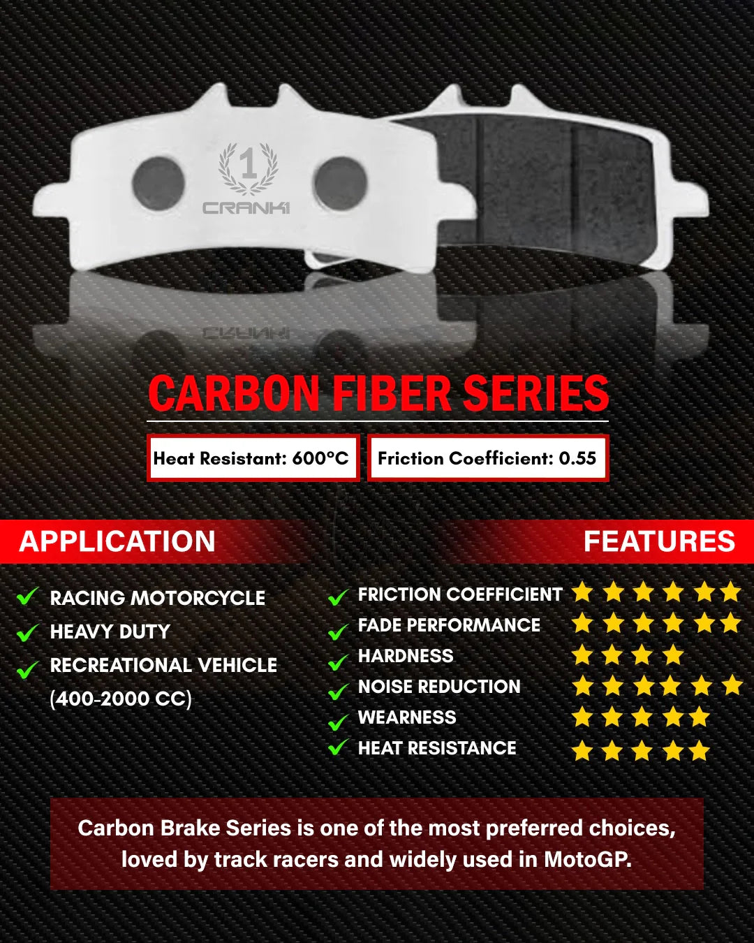 Carbon Brake Pads For Suzuki GW250 Inazuma (2014) - Rear - CFB694