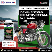 Sintered Brake Pads For Royal Enfield Continental GT 535 (2013-2018) - Rear - CB312 - 1 Set