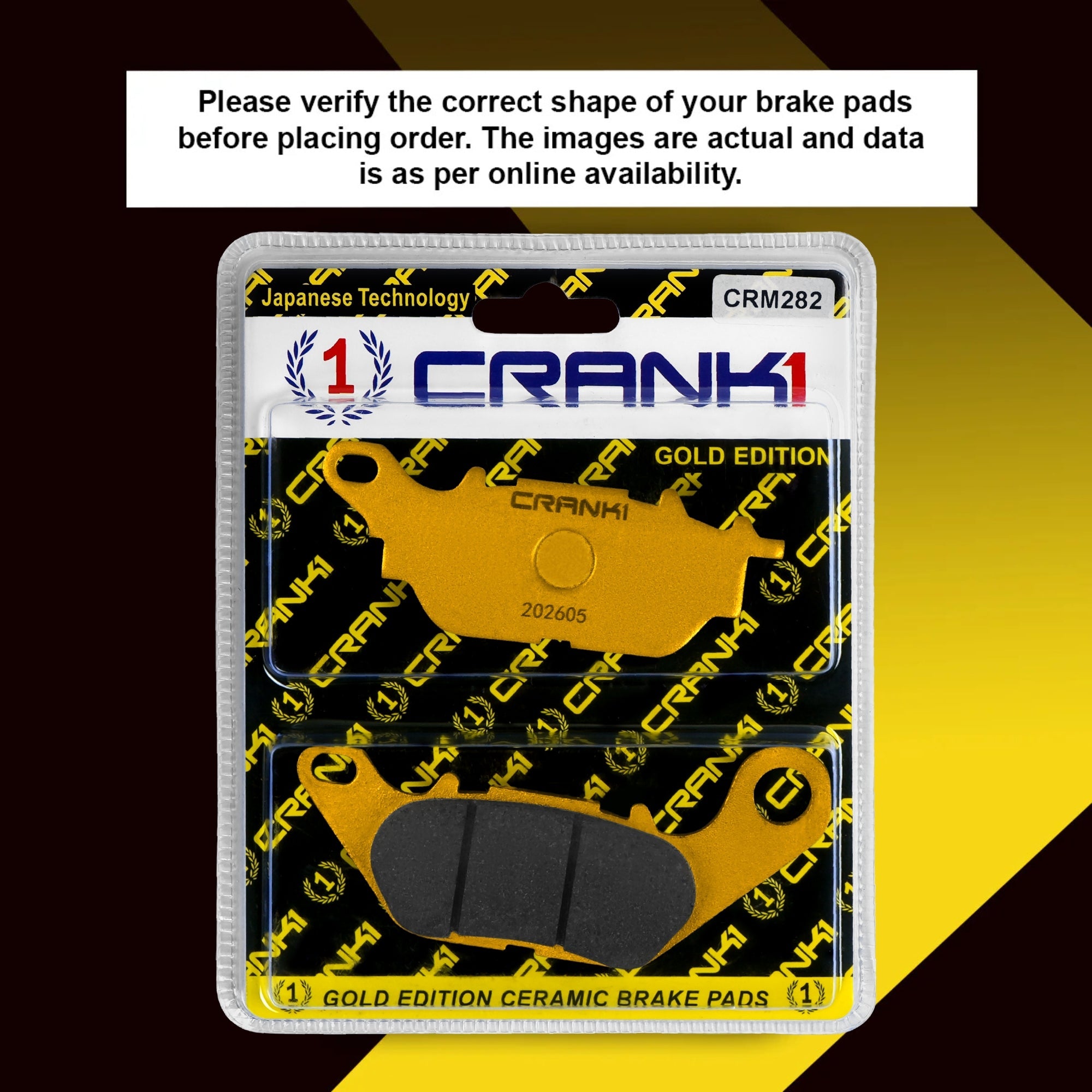 Ceramic Brake Pads For Yamaha YBR125 (2010-2016) - Front - CRM282 - 1 Set