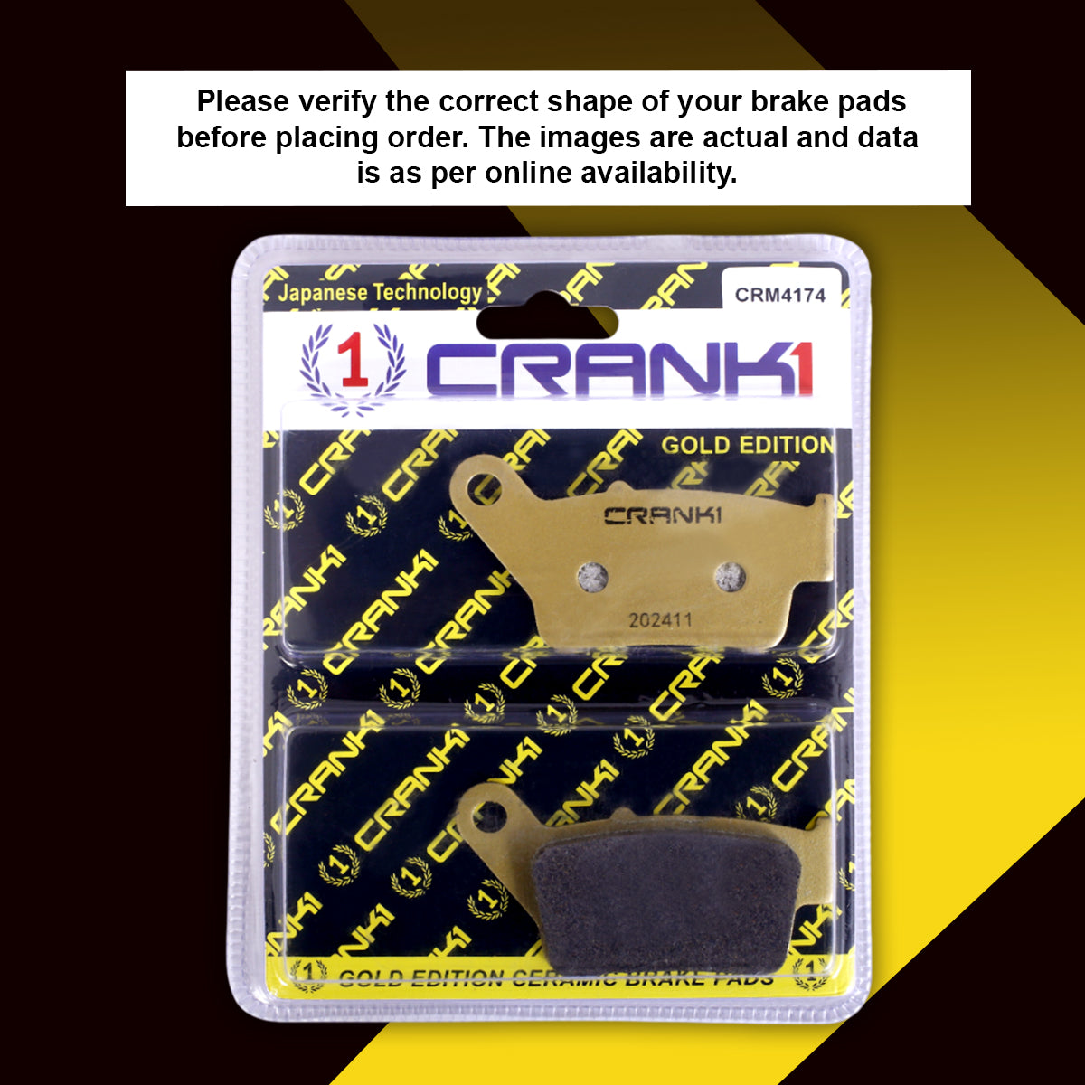 Ceramic Brake Pads For Bajaj Pulsar NS200 (2024-2025) - Rear - CRM4174 - 1 Set