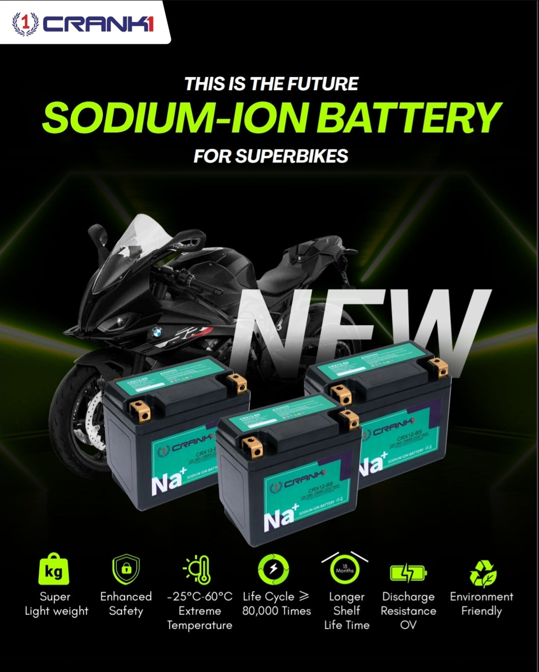 Battery For BMW 1000RR (2010-2025) - CRX10S - Sodium-Ion - Factory Activated