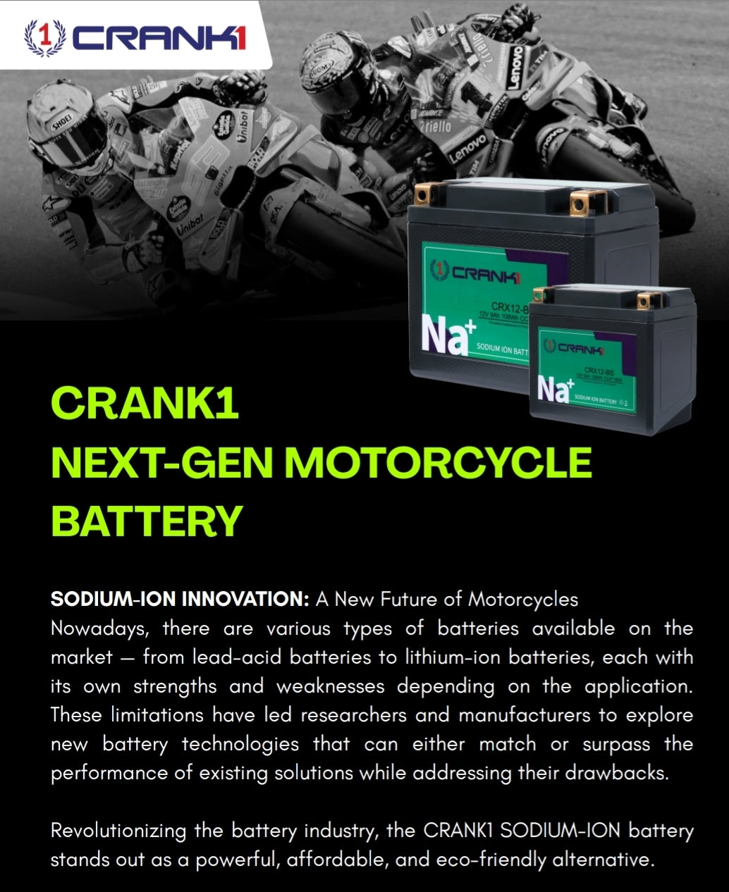 Battery For Harley Davidson Sportster Iron 883 (2012-2025) - CRX14L-BS - Sodium-Ion - Factory Activated