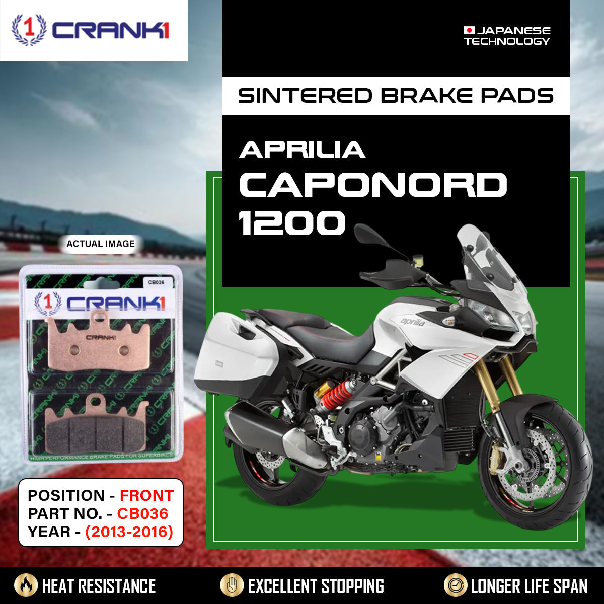 Sintered Brake Pads For Aprilia Caponord 1200 (2013-2016) - Front - CB036 - 2 Sets