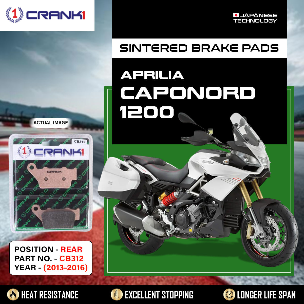 Sintered Brake Pads For Aprilia Caponord 1200 (2013-2016) - Rear - CB312 - 1 Set