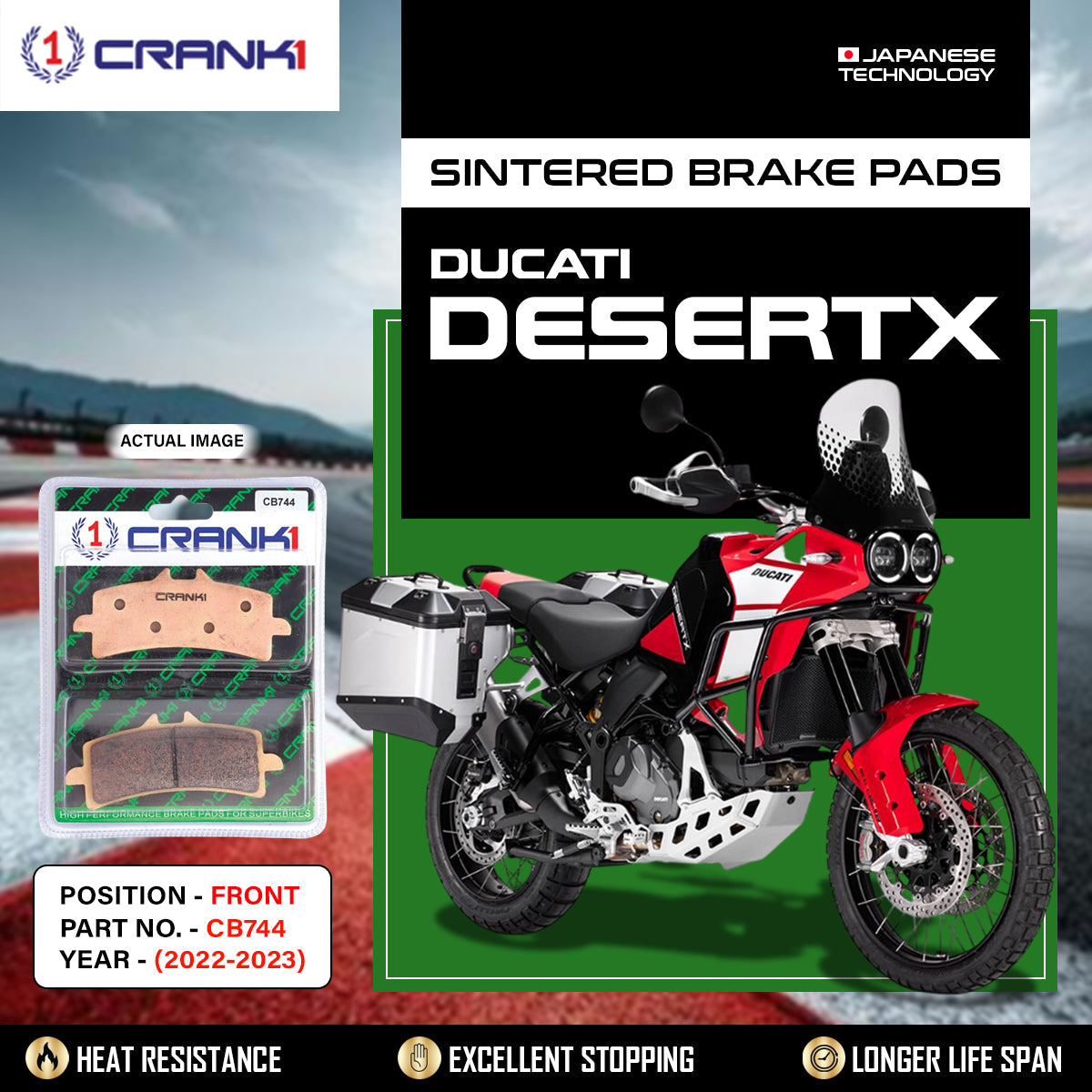 Sintered Brake Pads For Ducati DesertX (2022-2023) - Front - CB744 - 1 Set
