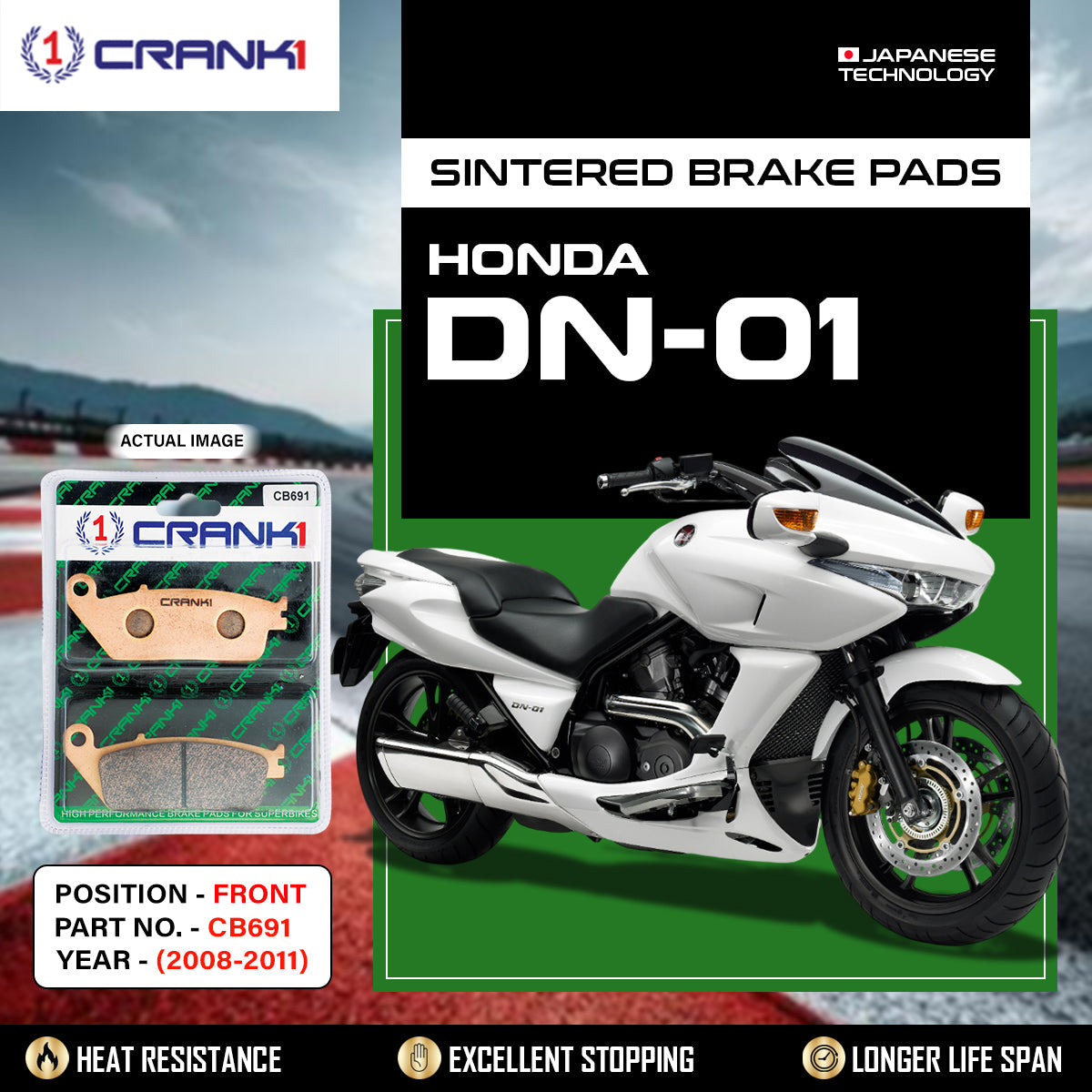 Sintered Brake Pads For Honda DN-01 (2008-2011) - Front - CB691 - 1 Set