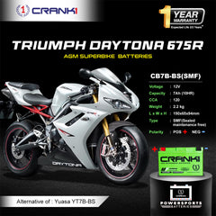 Battery For Triumph Daytona 675R (2006-2025) - CB7B-BS - Factory Activated