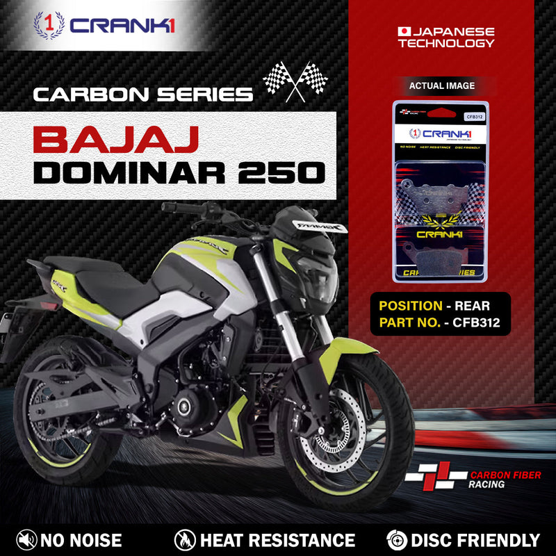 Carbon Brake Pads For Bajaj Dominar 250 - Rear - CFB312 - 1 Set