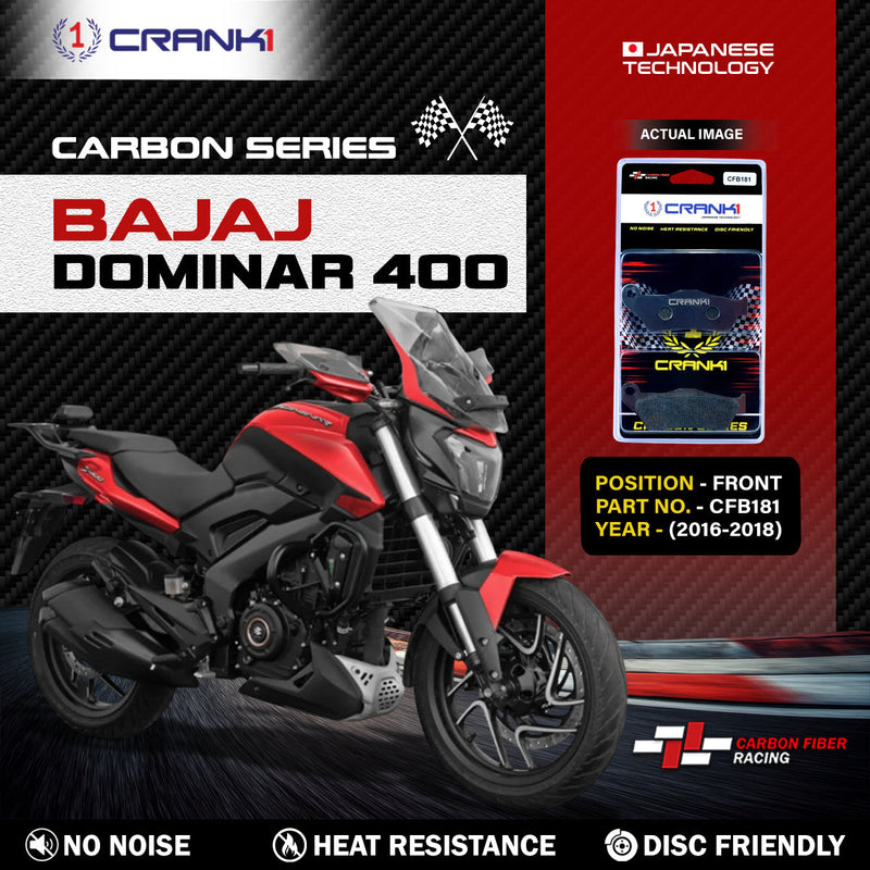 Carbon Brake Pads For Bajaj Dominar 400 (2016-2018) - Front - CFB181 - 1 Set