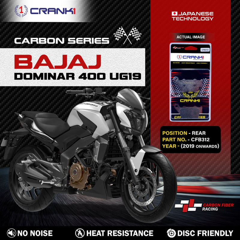 Carbon Brake Pads For Bajaj Dominar 400 UG19 (2019 Onwards) - Rear - CFB312 - 1 Set