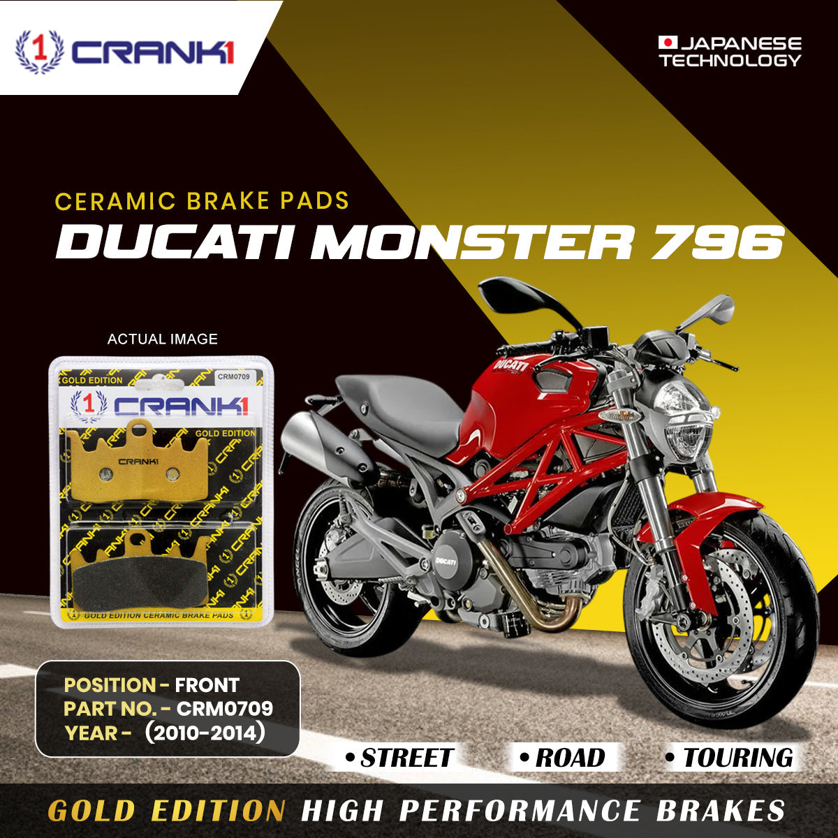 Ceramic Brake Pads For Ducati Monster 796 (2010-2014) - Front - CRM0709 - 2 Sets