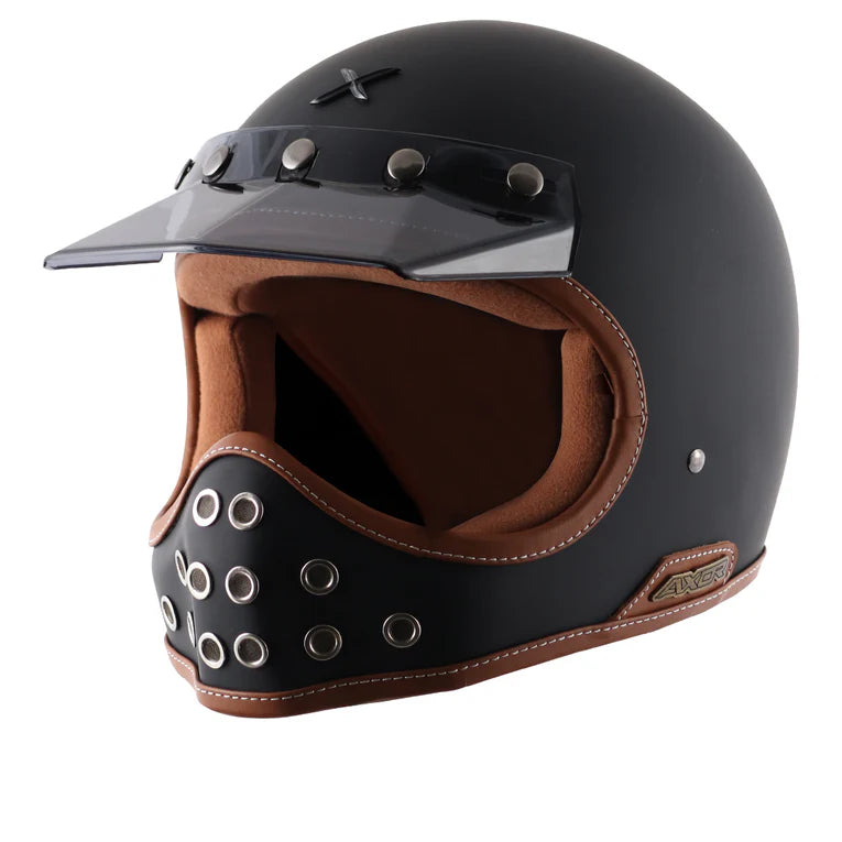 Axor Retro Moto-X Helmet Dull Black