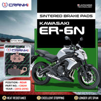 Sintered Brake Pads For Kawasaki ER-6n (2012-2016) - Rear - CB291 - 1 Set