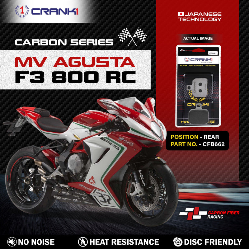 Carbon Brake Pads For MV Agusta F3 800 RC - Rear - CFB662 - 1 Set