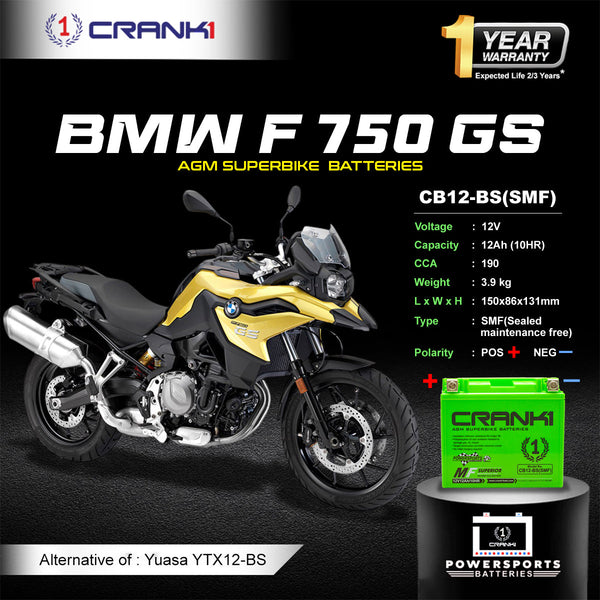 Battery For BMW F 750 GS (2015-2025) - CB12-BS - Factory Activated