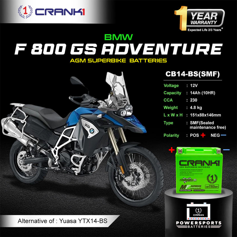 Battery For BMW F 800 GS Adventure (2015-2024) - CB14-BS - Factory Activated