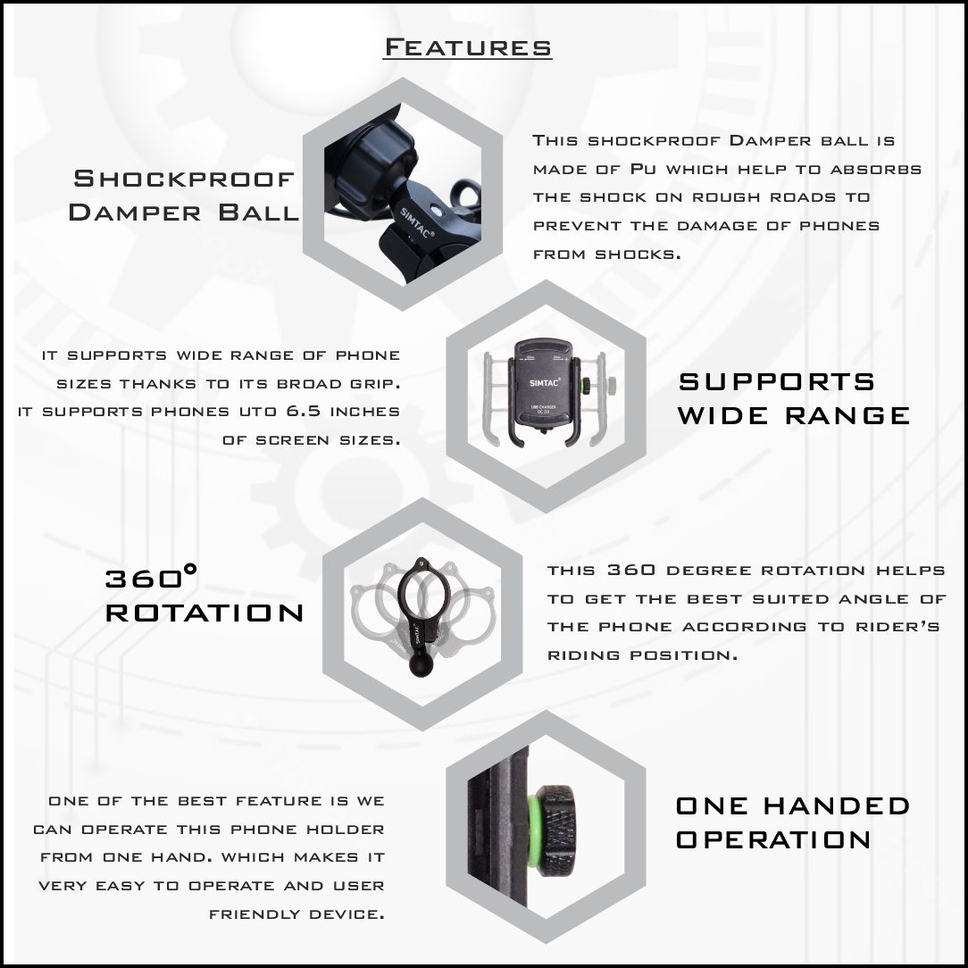 SIMTAC Super Grip Mobile Holder For Bikes/ Scooters / Bicycle | MH01