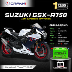 Battery For Suzuki GSX-R750 (2000-2023) - CB12A-BS - Factory Activated