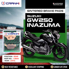 Sintered Brake Pads For Suzuki GW250 Inazuma (2014) - Rear - CB694 - 1 Set