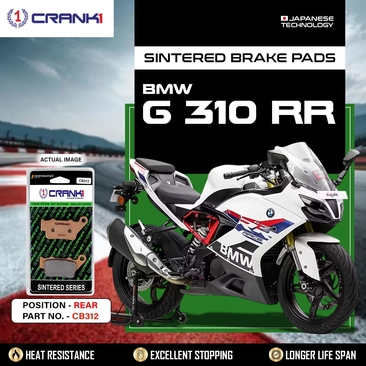 Sintered Brake Pads For BMW G 310 RR - Rear - CB312 - 1 Set