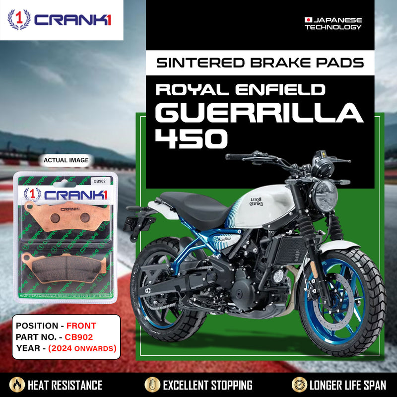 Sintered Brake Pads For Royal Enfield Guerrilla 450 (2024 Onwards) - Front - CB902 - 1 Set