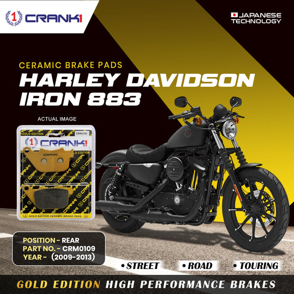 Ceramic Brake Pads For Harley Davidson Sportster Iron 883 (2009-2013) - Rear - CRM0109 - 1 Set
