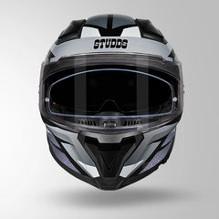 STUDDS HELIOS D2 CIRCUIT DECOR BLACK & CHAMELEON GREY/PINK