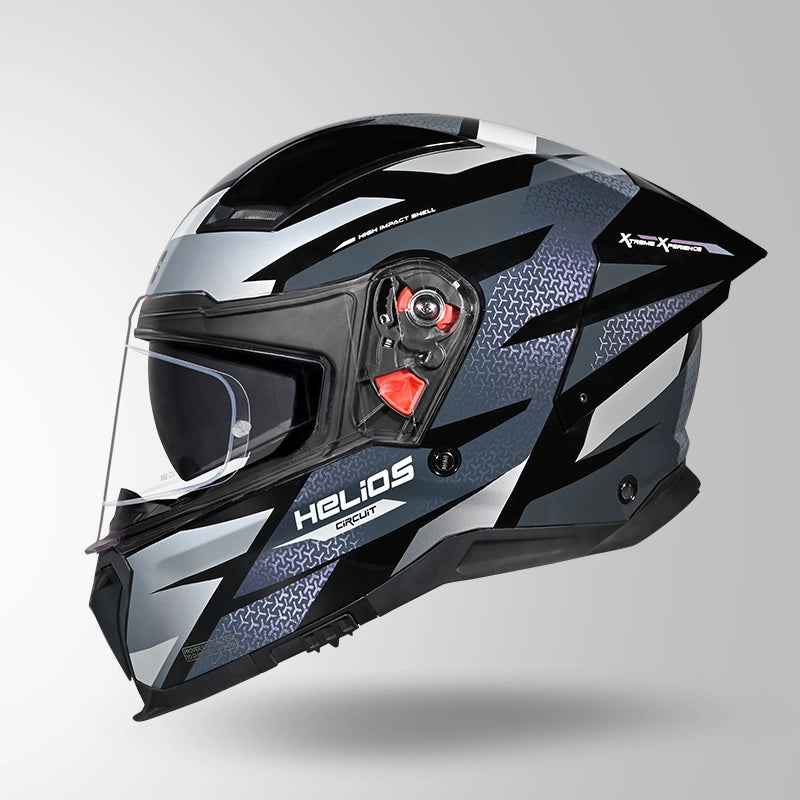 STUDDS HELIOS D2 CIRCUIT DECOR BLACK & CHAMELEON GREY/PINK