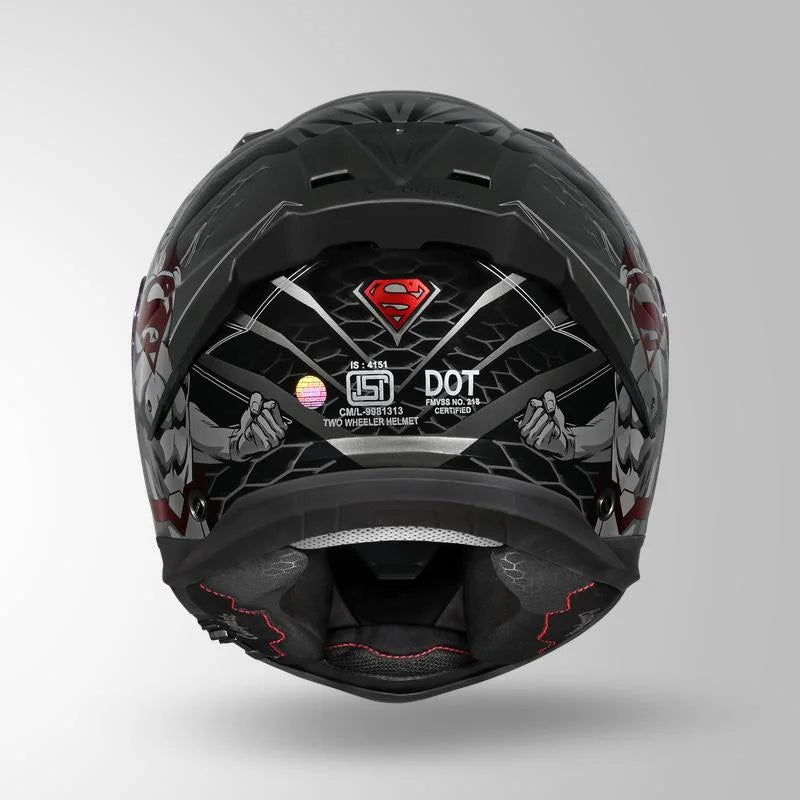 STUDDS HELIOS SUPERMAN EDITION GREY WITH METALLIC FOIL N2-RED