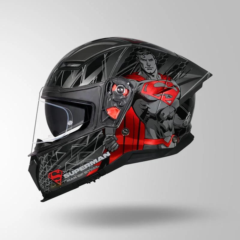 STUDDS HELIOS SUPERMAN EDITION GREY WITH METALLIC FOIL N2-RED