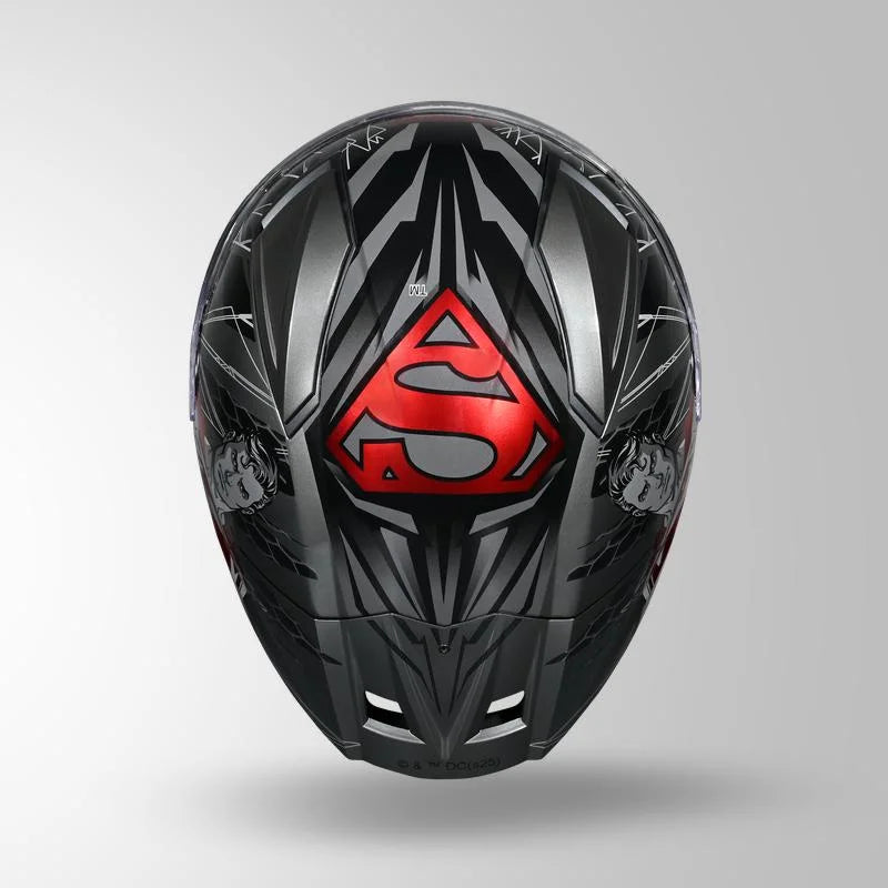 STUDDS HELIOS SUPERMAN EDITION GREY WITH METALLIC FOIL N2-RED