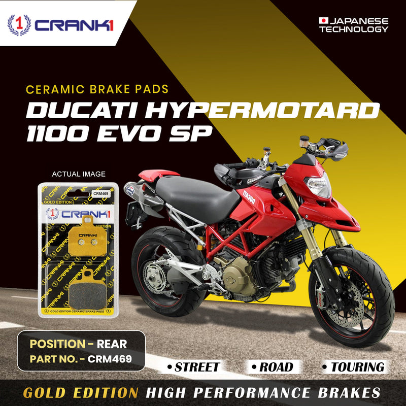 Ceramic Brake Pads For Ducati Hypermotard 1100 EVO SP - Rear - CRM469 - 1 Set