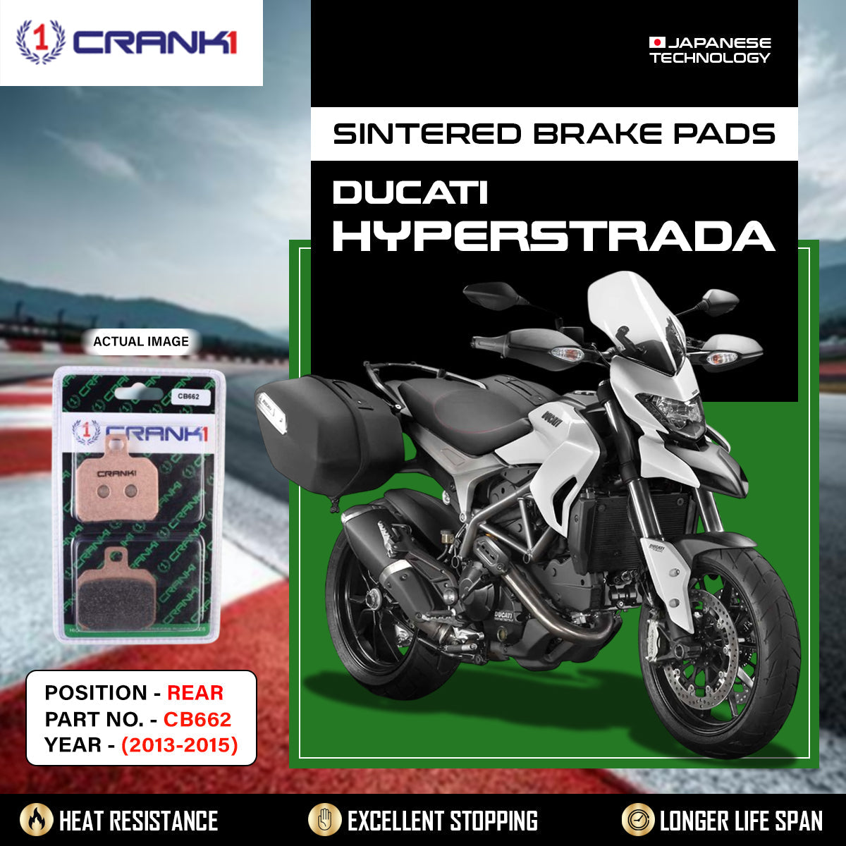 Sintered Brake Pads For Ducati Hyperstrada (2013-2015) - Rear - CB662 - 1 Set
