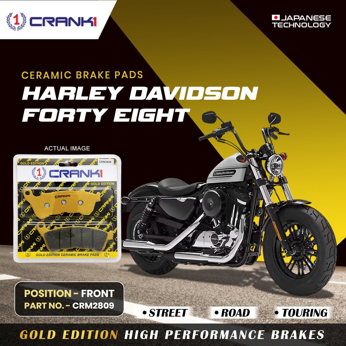 Ceramic Brake Pads For Harley Davidson Forty Eight - Front - CRM2809 - 1 Set