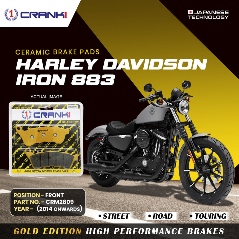Ceramic Brake Pads For Harley Davidson Sportster Iron 883 (2014 Onwards) - Front - CRM2809 - 1 Set