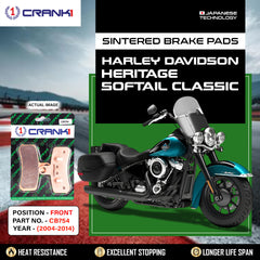 Sintered Brake Pads For Harley Davidson Heritage Softail Classic (2004-2014) - Front - CB754 - 1 Set