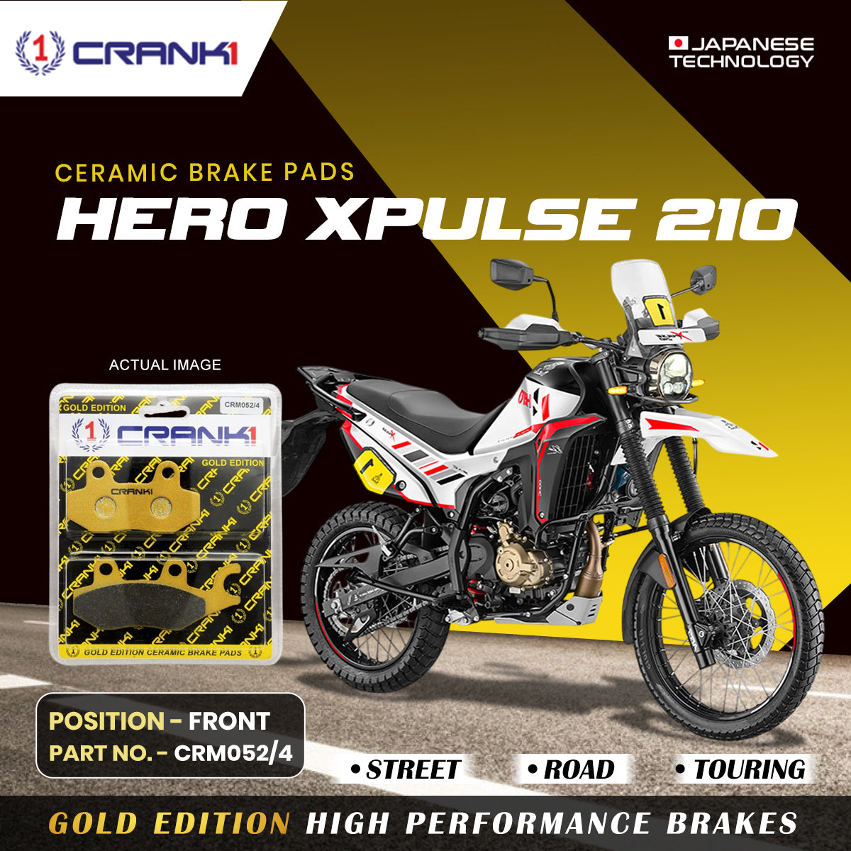 Ceramic Brake Pads For Hero Xpulse 210  - Front - CRM052/4 - 1 Set