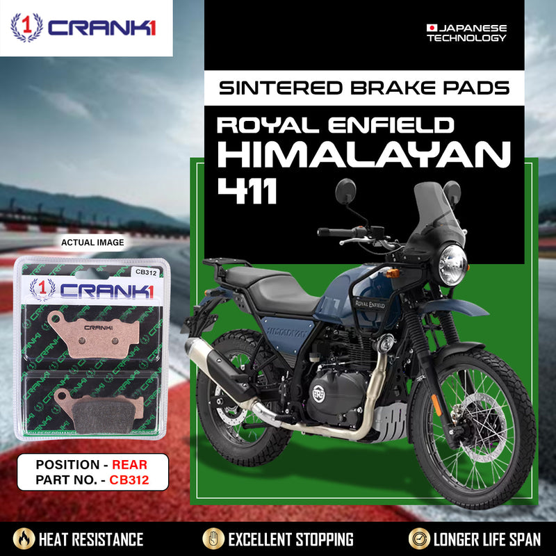 Sintered Brake Pads For Royal Enfield Himalayan 411 - Rear - CB312 - 1 Set