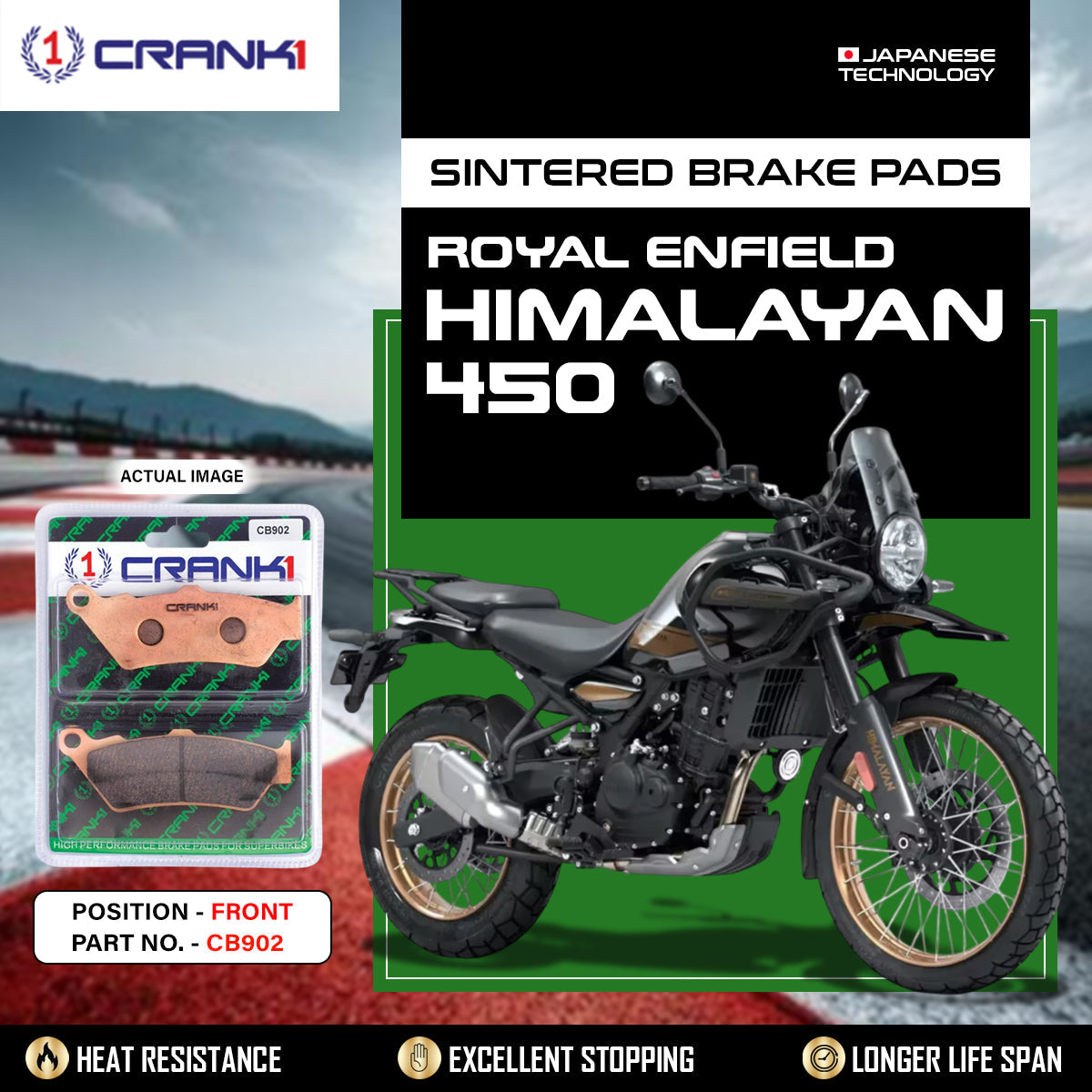 Sintered Brake Pads For Royal Enfield Himalayan 450 - Front - CB902 - 1 Set