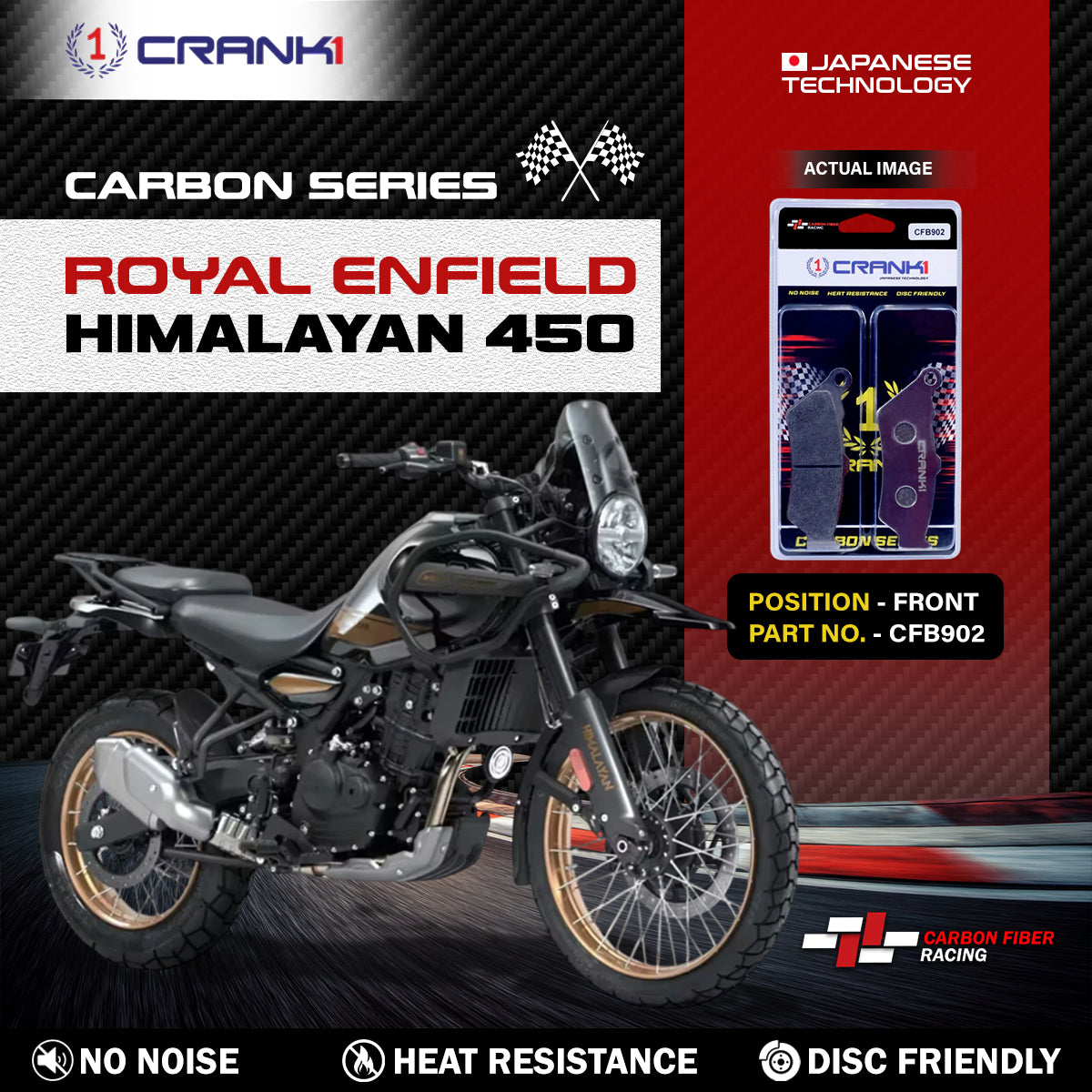 Carbon Brake Pads For Royal Enfield Himalayan 450 - Front - CFB902 - 1 Set